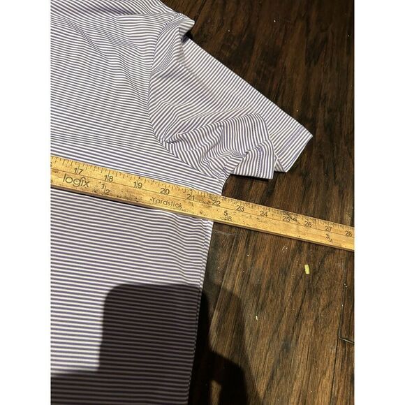 Greyson Mens Medium Purple Striped Golf Polo Shirt FLAW - Picture 7 of 8